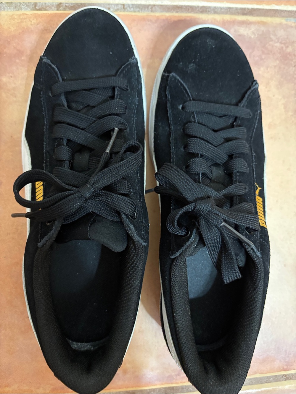 Puma Vicky Black Suede Sneakers with White Stripe SZ 8.5 - Picture 3 of 7